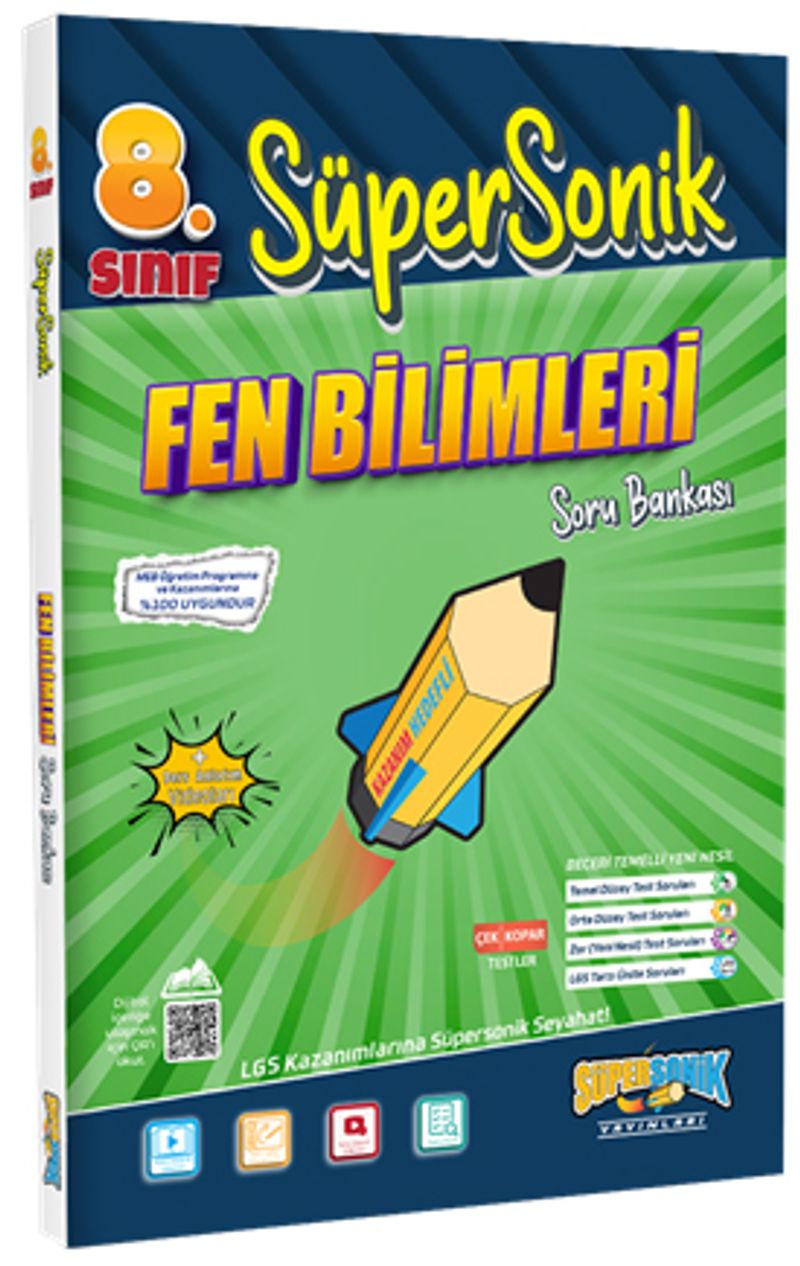 8. Sınıf Süpersonik Fen Bilimleri Soru Bankası kitap kapağı