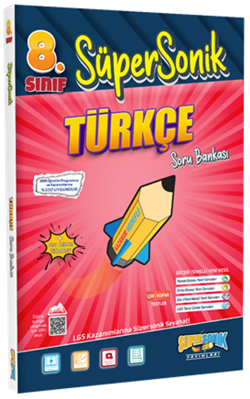 8. Sınıf Süpersonik Türkçe Soru Bankası kitap kapağı