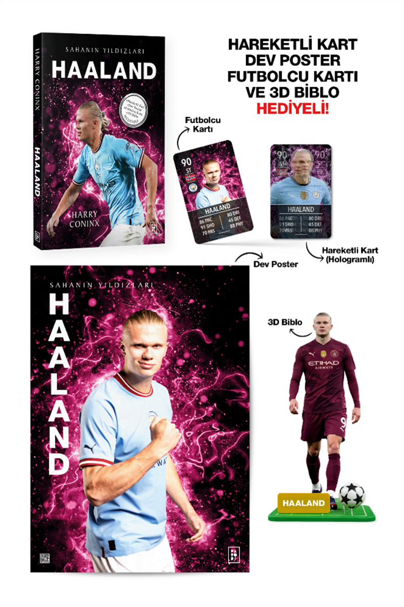 Haaland - Sahanın Yıldızları - 3D Biblo, Hareketli Kart, Dev Poster ve Futbolcu Kartı Hediyeli! kitap kapağı