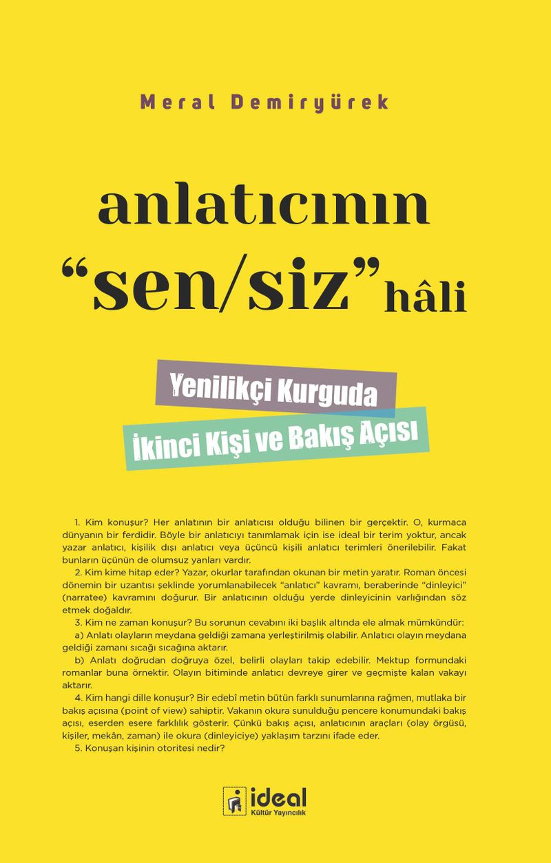Anlatıcının Sen-Siz Hali kitap kapağı