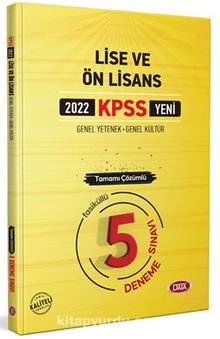 2022 KPSS Lise Ve Ön Lisan Tamamı Çözümlü  5 Deneme Sınavı kitap kapağı