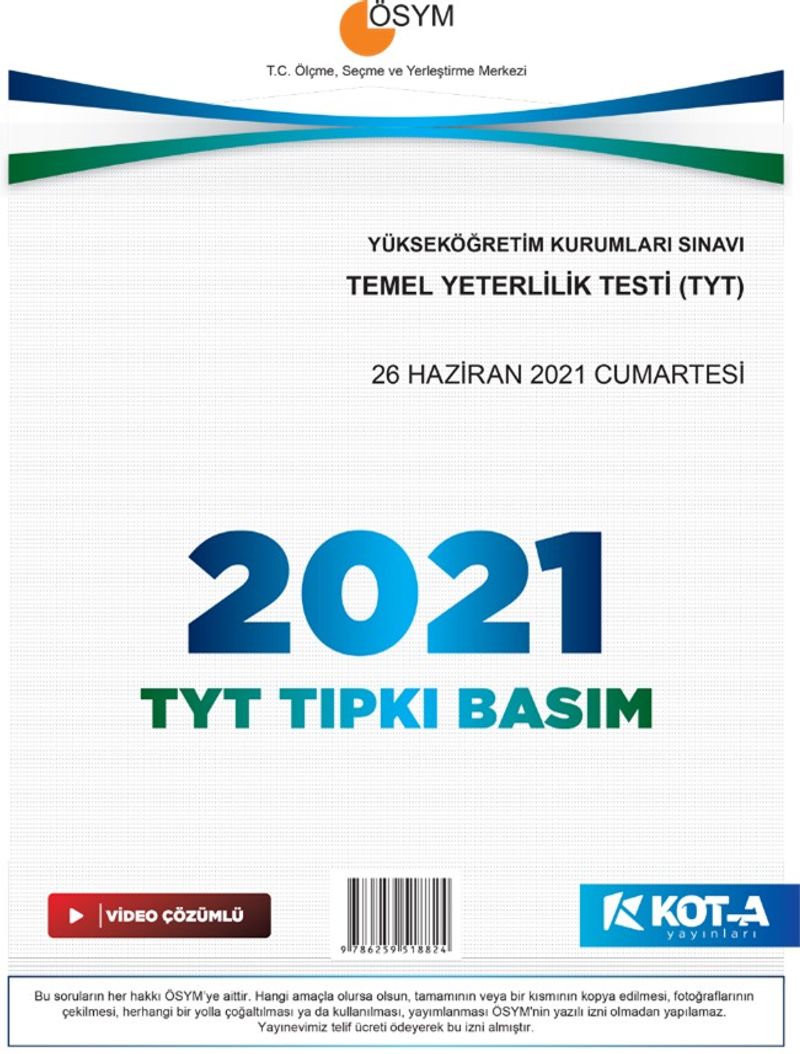 2021 TYT Çıkmış Sorular (Tıpkı Basım-Kapaksız Fasikül) kitap kapağı