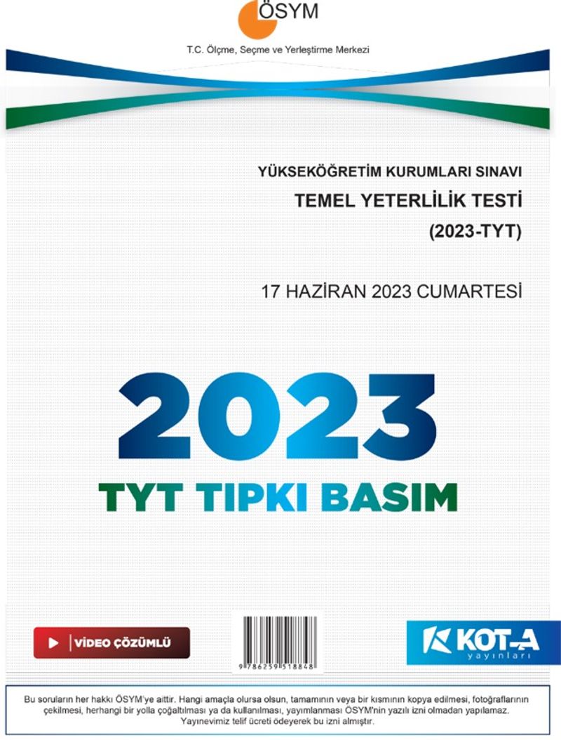 2023 TYT Çıkmış Sorular (Tıpkı Basım-Kapaksız Fasikül) kitap kapağı