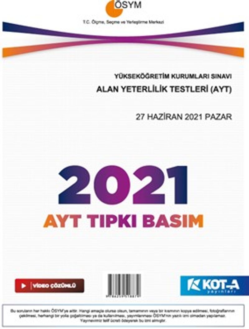 2021 AYT Çıkmış Sorular (Tıpkı Basım-Kapaksız Fasikül) kitap kapağı