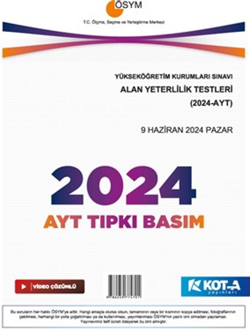 2024 AYT Çıkmış Sorular (Tıpkı Basım-Kapaksız Fasikül) kitap kapağı