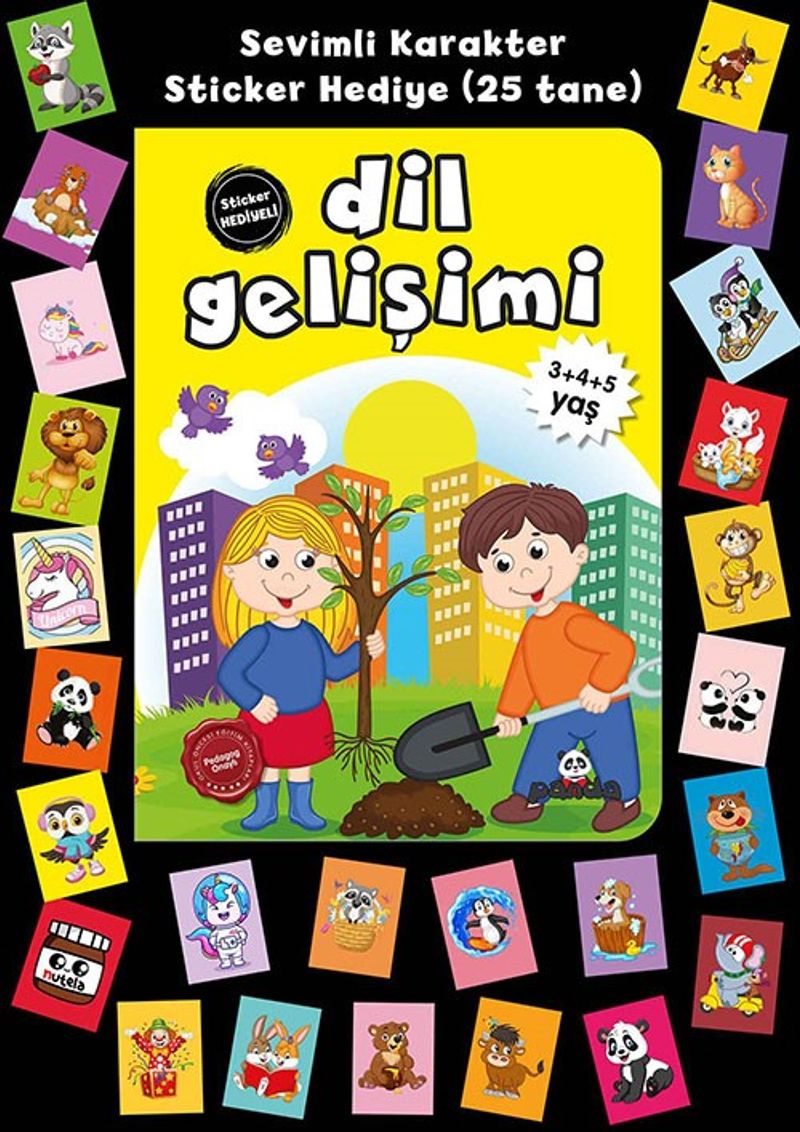 Stickerlı 3+4+5 Yaş Dil Gelişimi kitap kapağı
