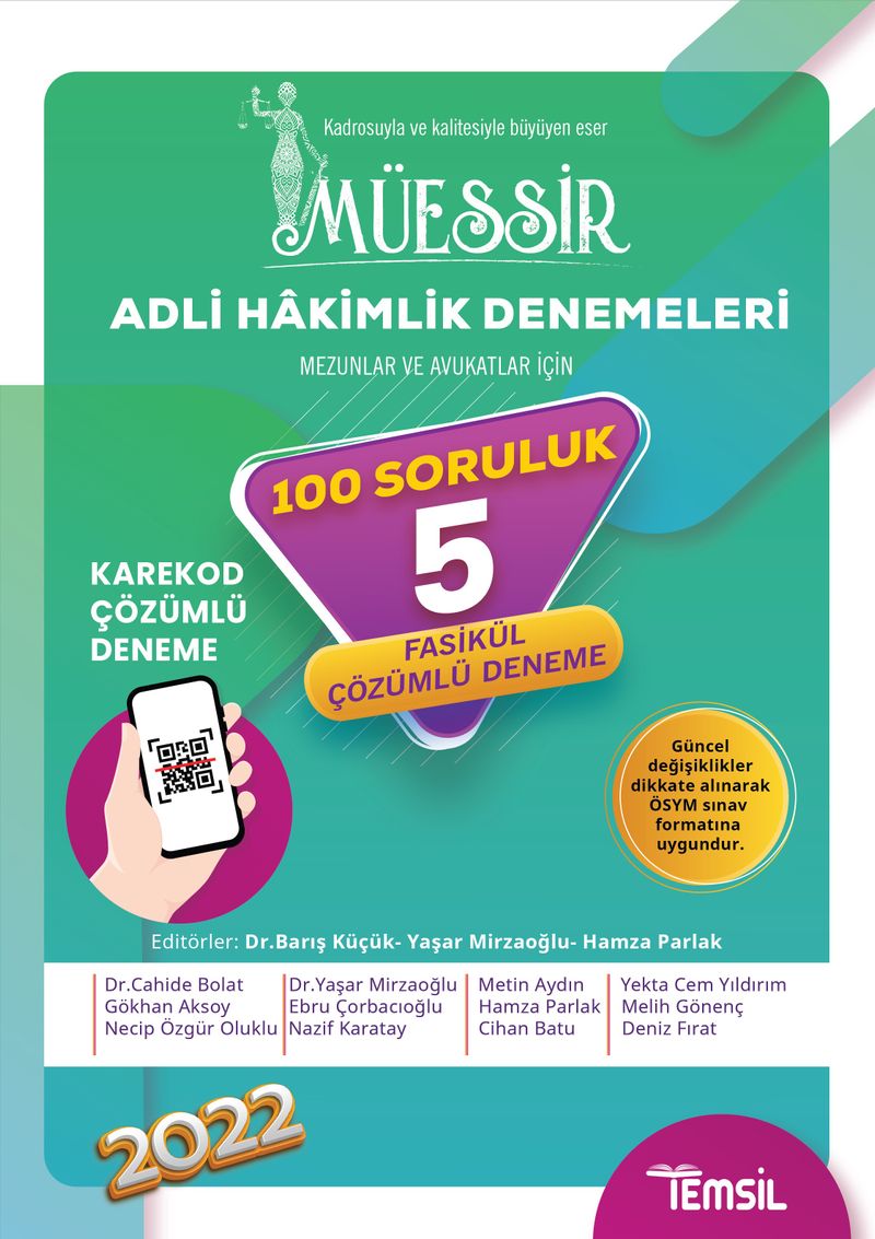 Müessir İdari Hakimlik Denemeleri Karekod Çözümlü 5 Deneme kitap kapağı