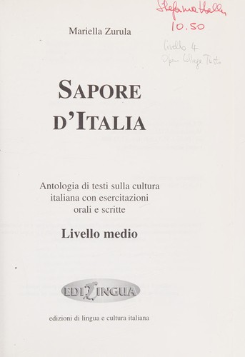 Sapore d'Italia (İtalyanca Orta Seviye Konuşma ve Yazma) kitap kapağı