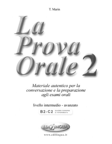 La Prova Orale 2 (İtalyanca İleri Seviye Konuşma) kitap kapağı
