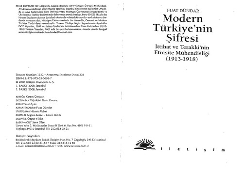 Modern Türkiye'nin Şifresi & İttihat Ve Terakki'nin Etnisite Mühendisliği (1913-1918) kitap kapağı