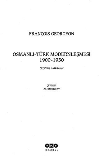 Osmanlı - Türk Modernleşmesi 1900 - 1930 kitap kapağı