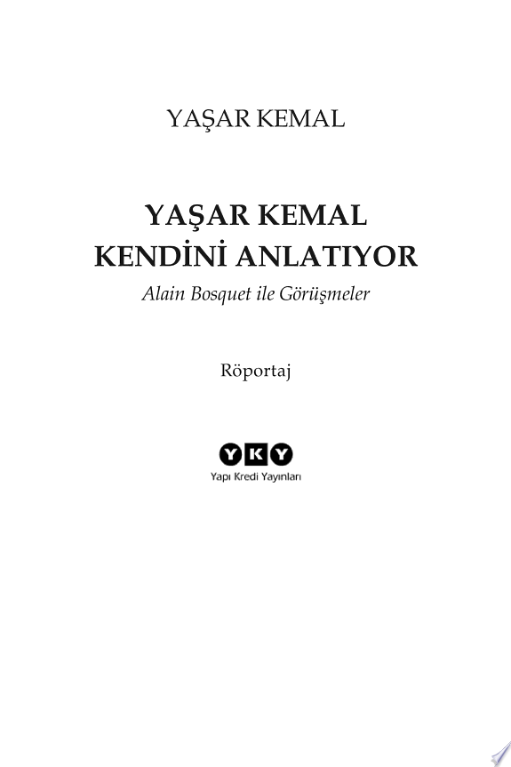 Yaşar Kemal Kendini Anlatıyor kitap kapağı