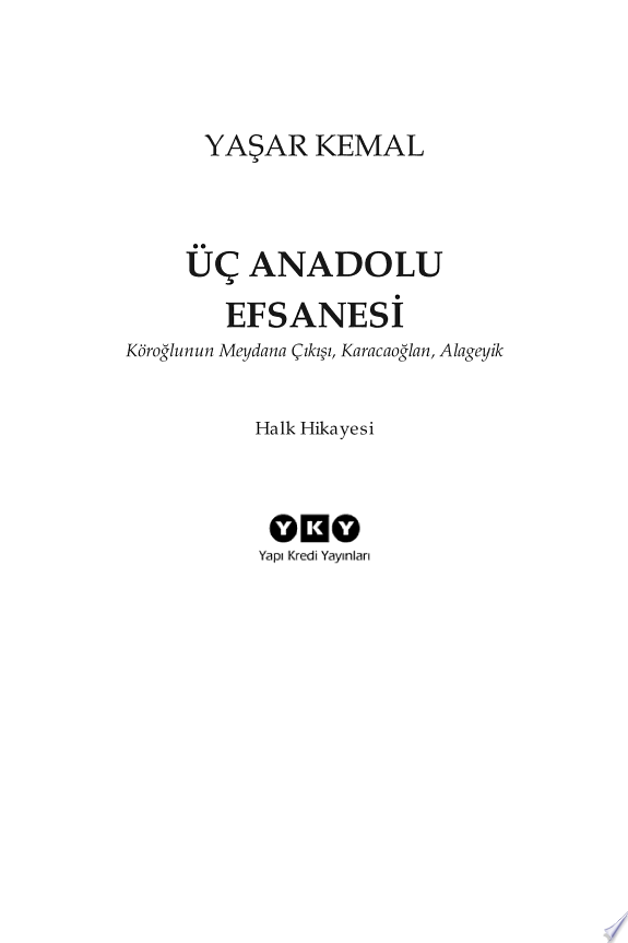 Üç Anadolu Efsanesi kitap kapağı
