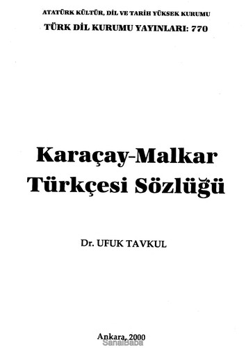Karaçay - Malkar Türkçesi Sözlüğü kitap kapağı