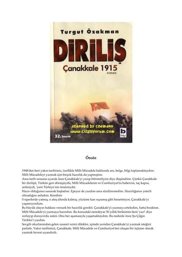 Diriliş Çanakkale 1915 kitap kapağı