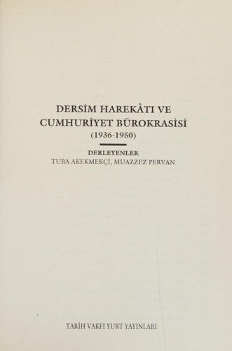 Dersim Harekatı ve Cumhuriyet Bürokrasisi (1936-1950) kitap kapağı