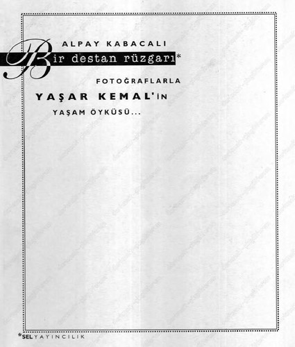 Bir Destan Rüzgarı, Fotoğraflarla Yaşar Kemal'in Yaşam Öyküsü kitap kapağı