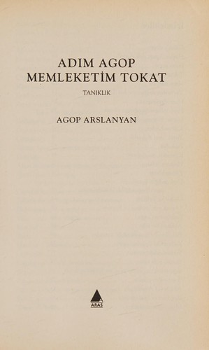 Adım Agop Memleketim Tokat kitap kapağı