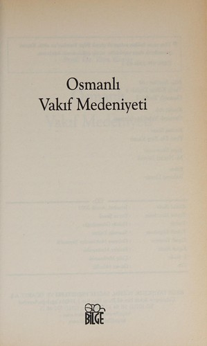 Osmanlı Vakıf Medeniyeti kitap kapağı