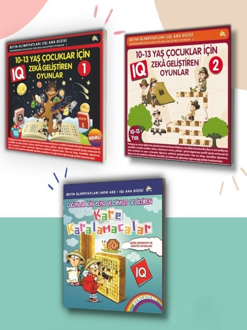 9-10-11-12-13 Yaş ve Üstü Çocuklar Için IQ Zeka - Dikkat Geliştiren Akıl Oyunları (3 Kitap) kitap kapağı
