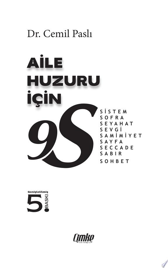 AİLE’DE HUZUR İÇİN 9 (DOKUZ) “S” kitap kapağı