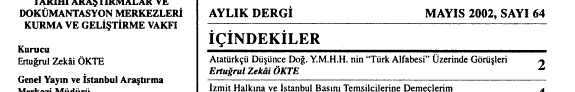 Belgelerle Türk tarihi dergisi kitap kapağı