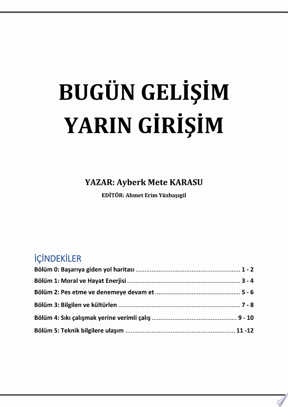 Bugün Gelişim Yarın Girişim kitap kapağı
