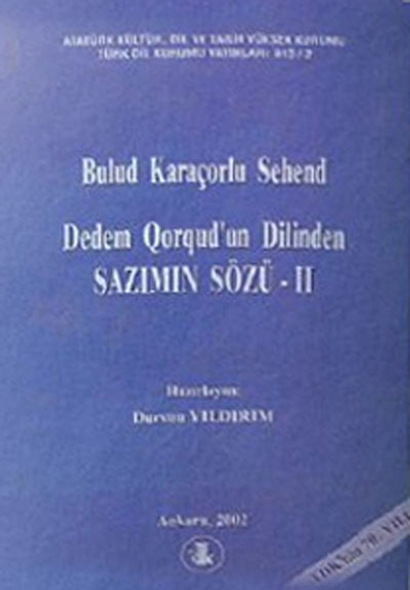 Dedem Qorqud'un Dilinden - Sazımın Sözü -2 kitap kapağı