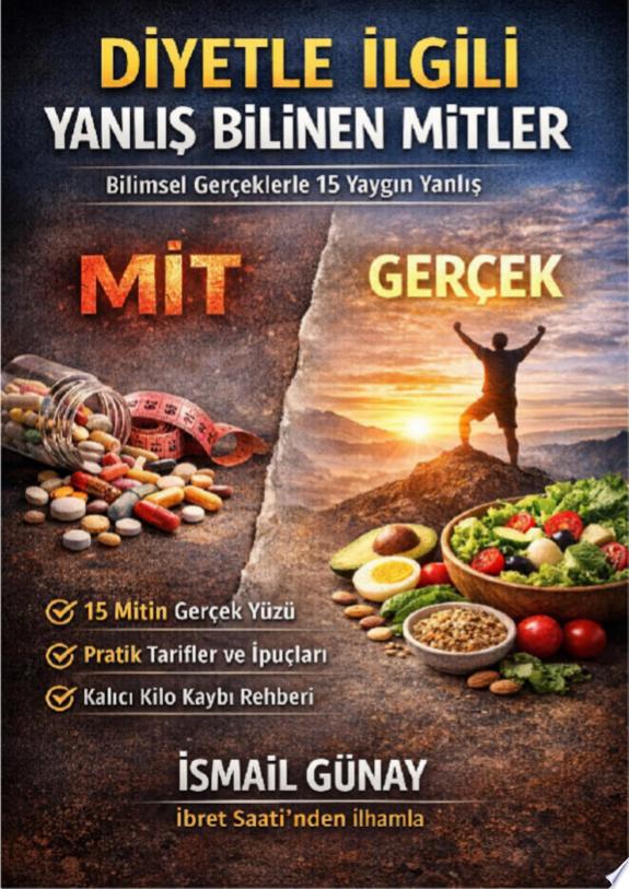 Diyetle İlgili Yanlış Bilinen Mitler – Bilimsel Gerçeklerle 15 Yanlış | E-Kitap (PDF) kitap kapağı