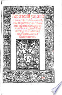 Repertorium generale ... contentorum in quatuor collectoriis super quatuor libros sententiarum kitap kapağı