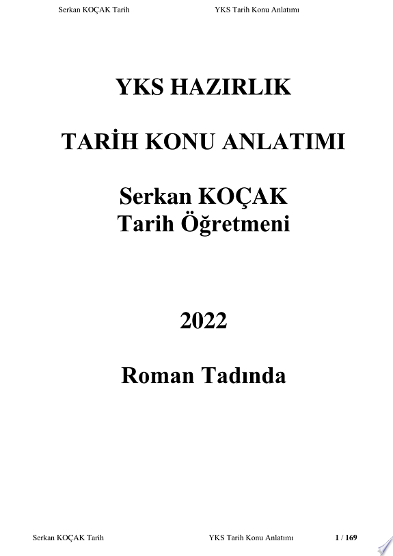 Roman Tadında YKS Tarih kitap kapağı