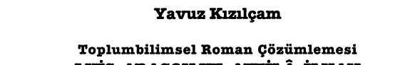 Toplumbilimsel roman çözümlemesi kitap kapağı