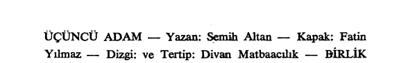 Üçüncü adam kitap kapağı
