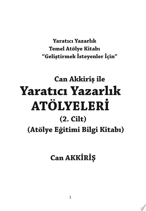 YARATICI YAZARLIK ATÖLYELERİ kitap kapağı